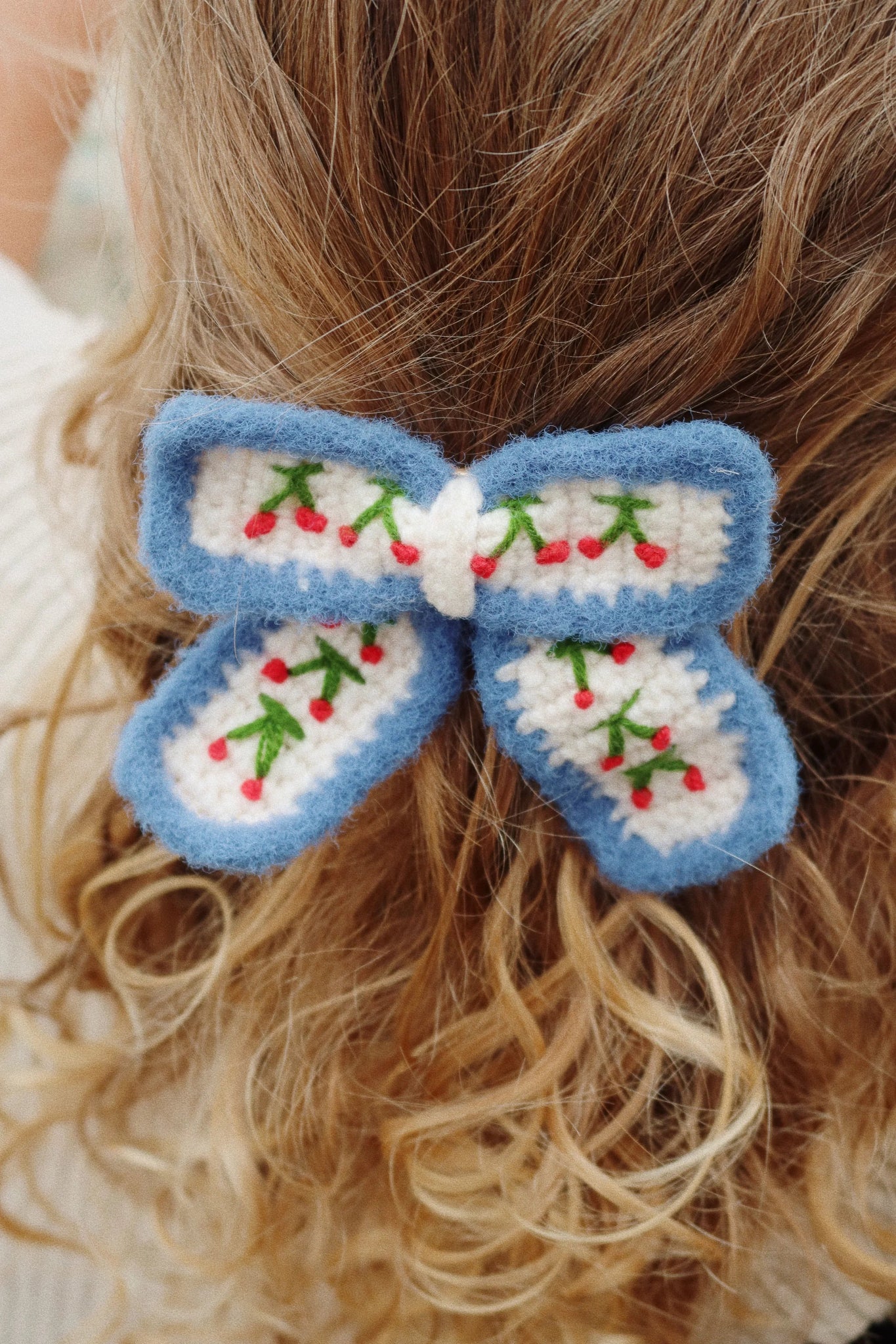 Konges Cherry Crochet Bow Hair Clip Konges Sløjd - enjoykidsus