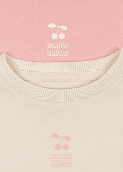 Konges Sløjd 2-Pack Lin GOTS Long Sleeve Tee – Pink Dolphin / Antique White Konges Sløjd