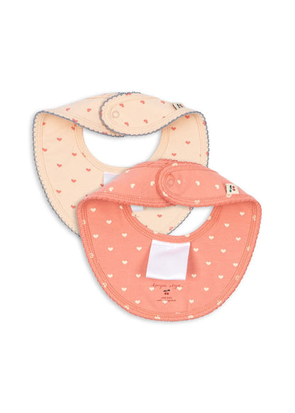 Konges Sløjd Basic 2 Pack Bibs in Coeur Lantana and Teddy Coeur - detail view