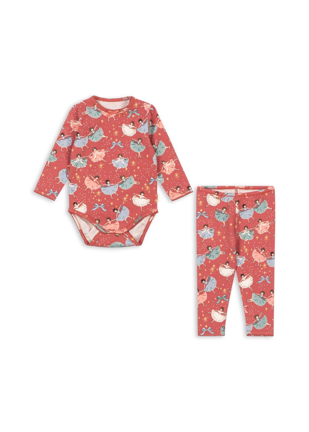 Konges Sløjd Basic Body/Pants Set - Bow Ballerina Blush, long-sleeve bodysuit and matching pants