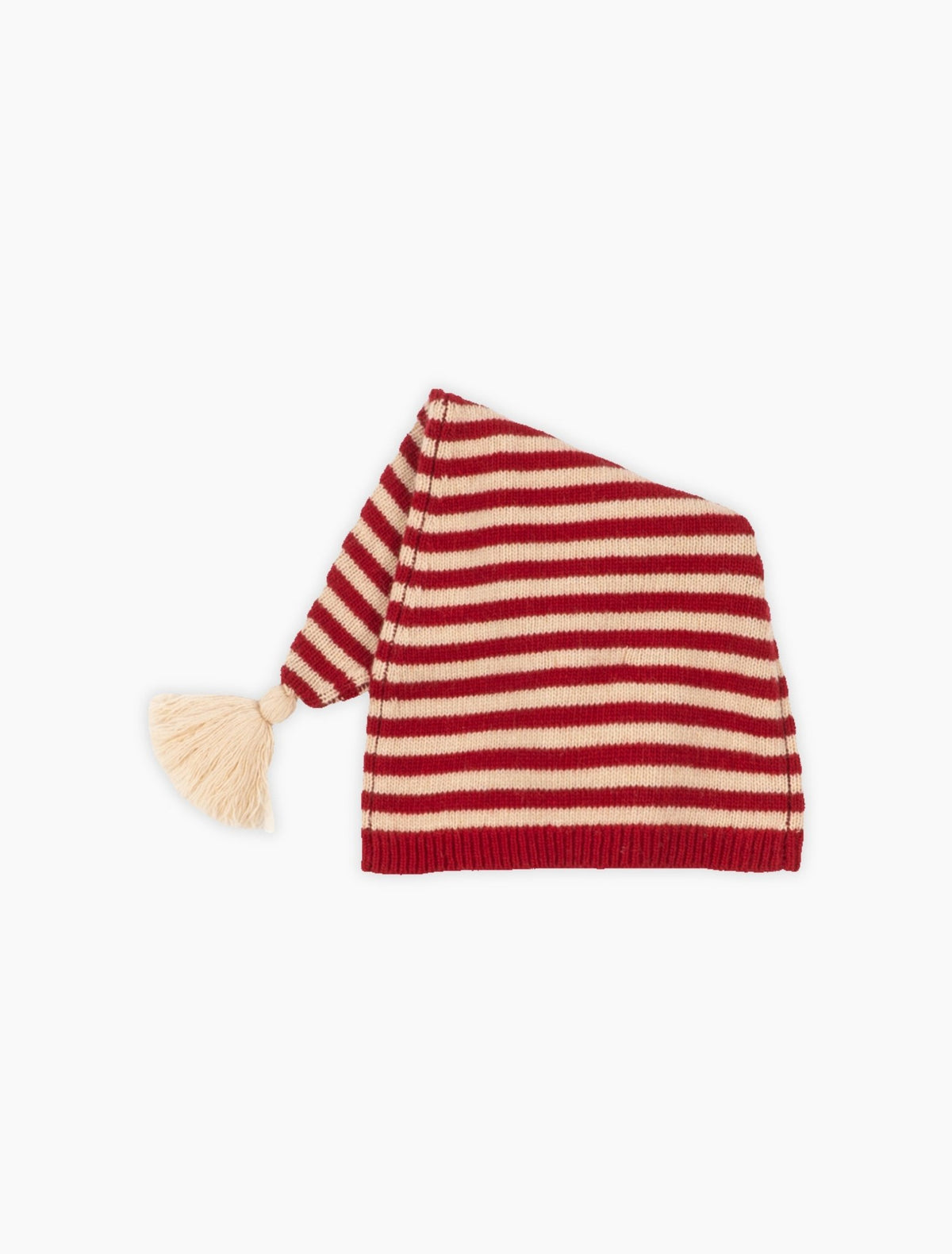 Konges Sløjd Christmas Knit Hat in red and cream Christmas Stripe with cream tassel