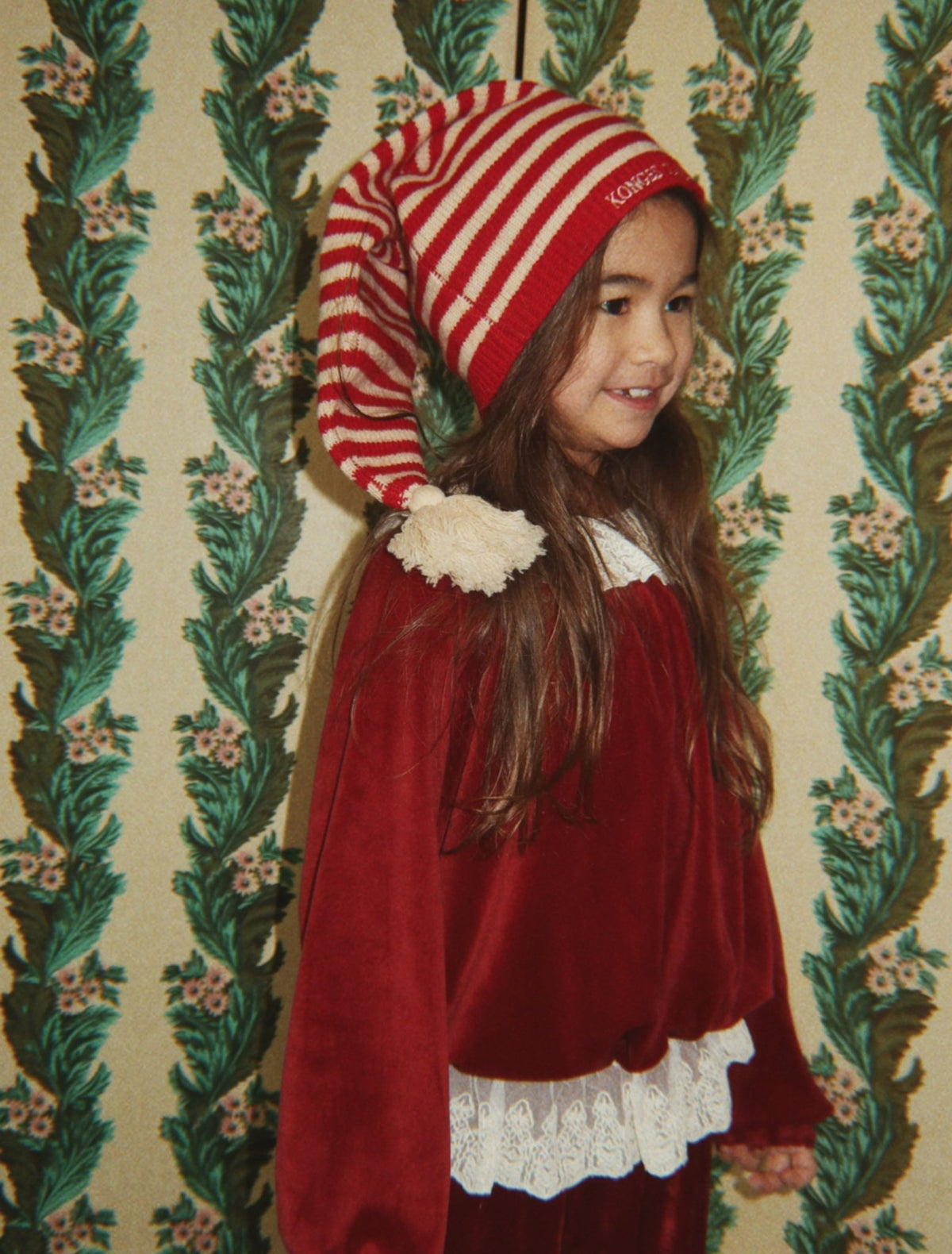 Konges Sløjd Christmas Knit Hat - Christmas Stripe, holiday outfit view 2