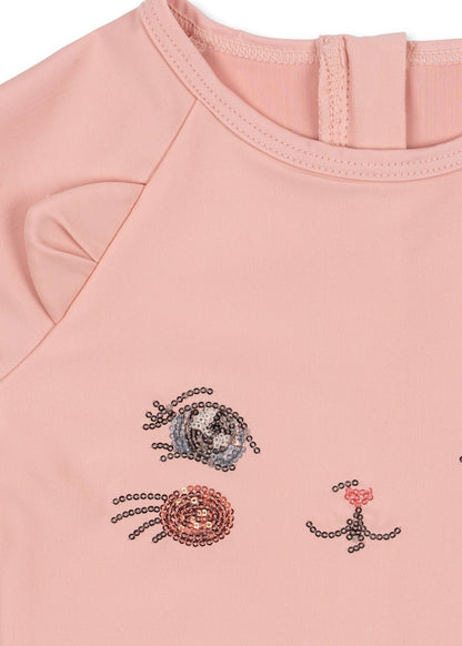 Konges Sløjd Kitty Long Sleeve Swimsuit - Powder Pink