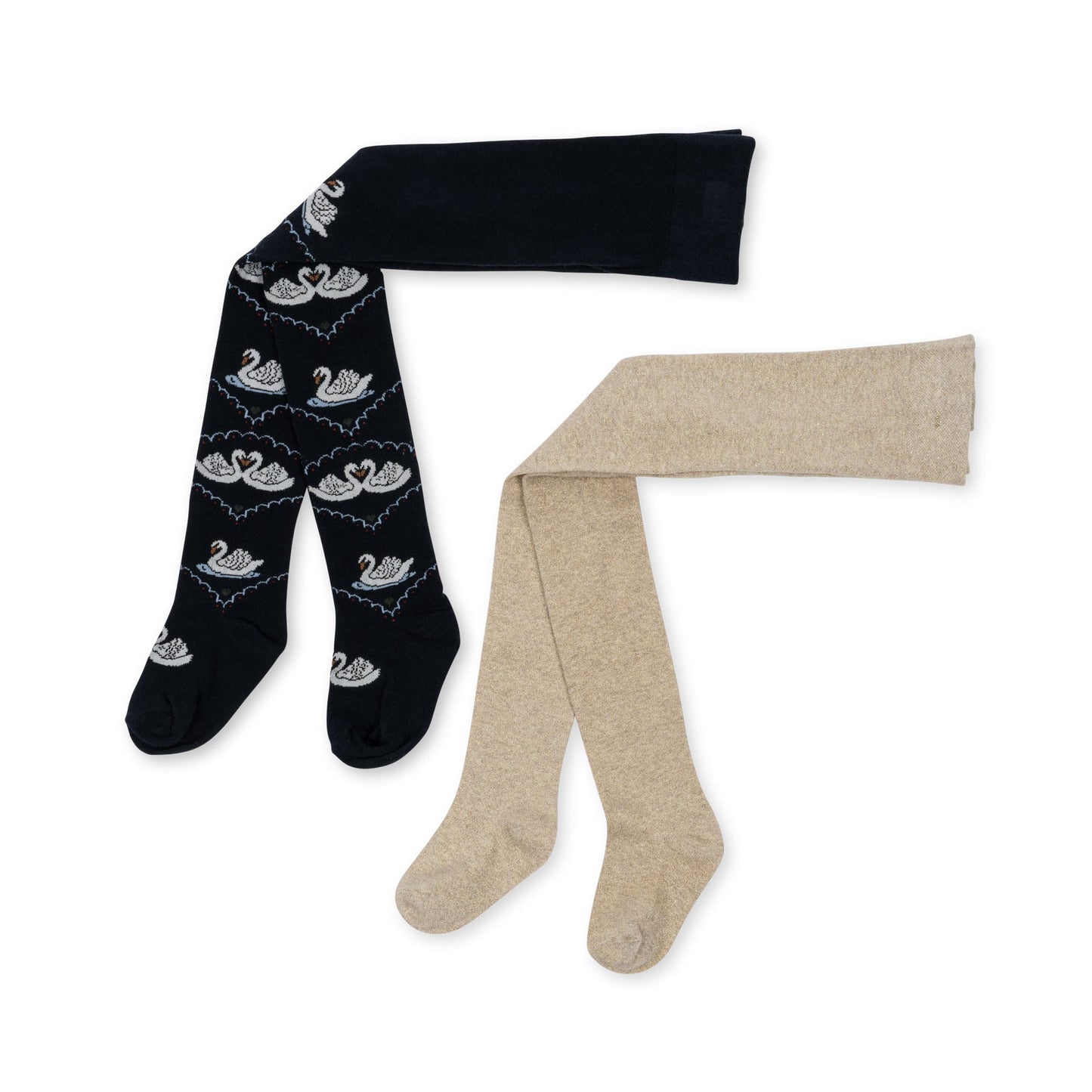 Konges Sløjd 2 pack jacquard swan tights - navy/off white Konges Sløjd - enjoykidsus