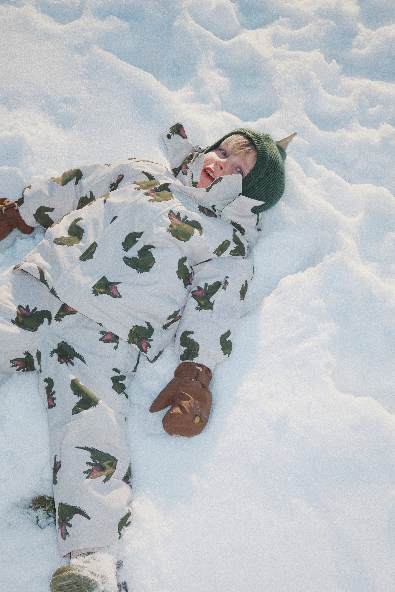 Konges Sløjd ANIMAL BALACLAVA - Green DIno Konges Sløjd