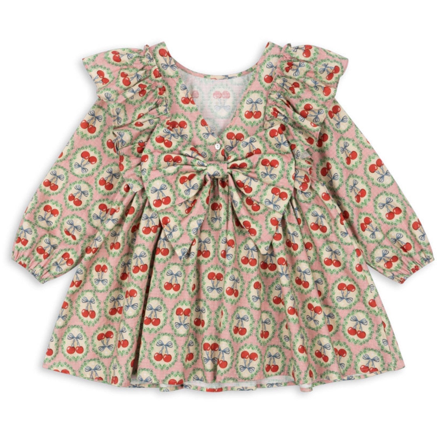 Konges Sløjd Cherry Bow Evia Ls Bow Dress Gots Konges Sløjd - enjoykidsus