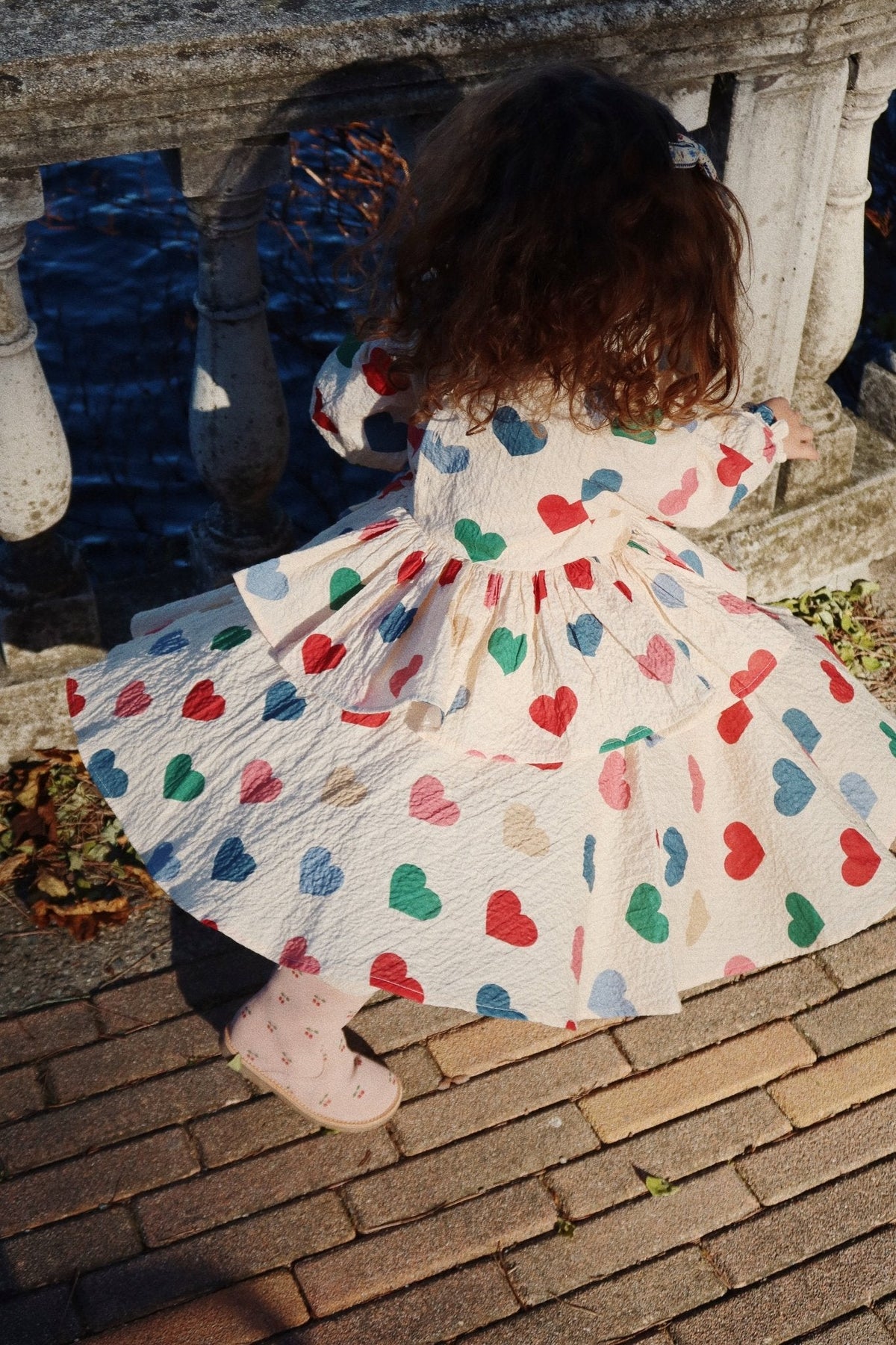 Konges Sløjd ELIN FRILL DRESS GOTS - BON COEUR COLORE FRAPPE Konges Sløjd