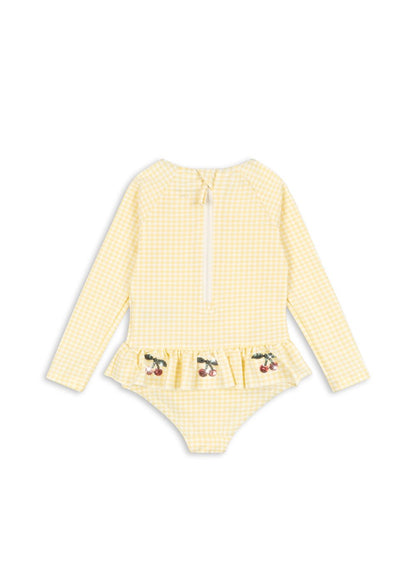 Konges Sløjd ETTA LONG SLEEVE SWIMSUIT - banana almond check Konges Sløjd New Collection