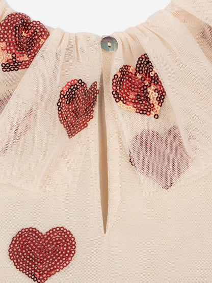 Konges Sløjd Girls Yvonne Tulle Hearts Fairy Dress in Ivory Konges Sløjd