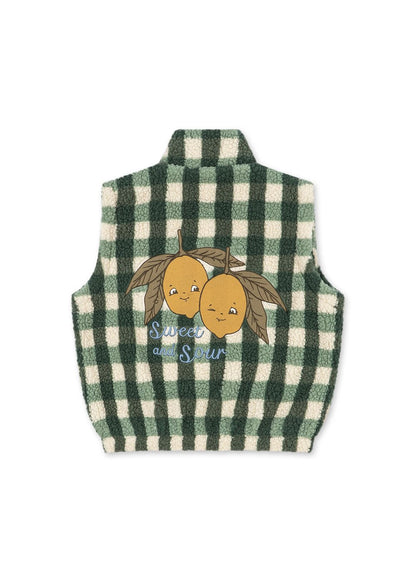 Konges Sløjd JODY TEDDY VEST - green check Konges Sløjd New Collection