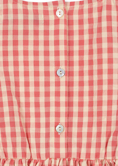 Konges Sløjd KIM FRILL DRESS GOTS - flamingo plume check Konges Sløjd