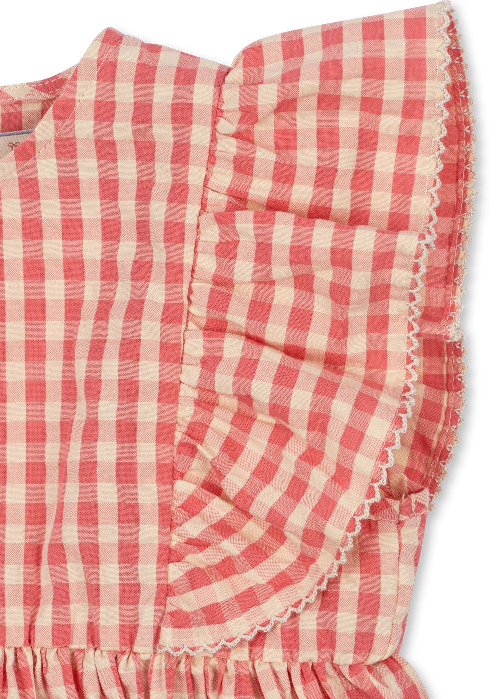 Konges Sløjd KIM FRILL DRESS GOTS - flamingo plume check Konges Sløjd