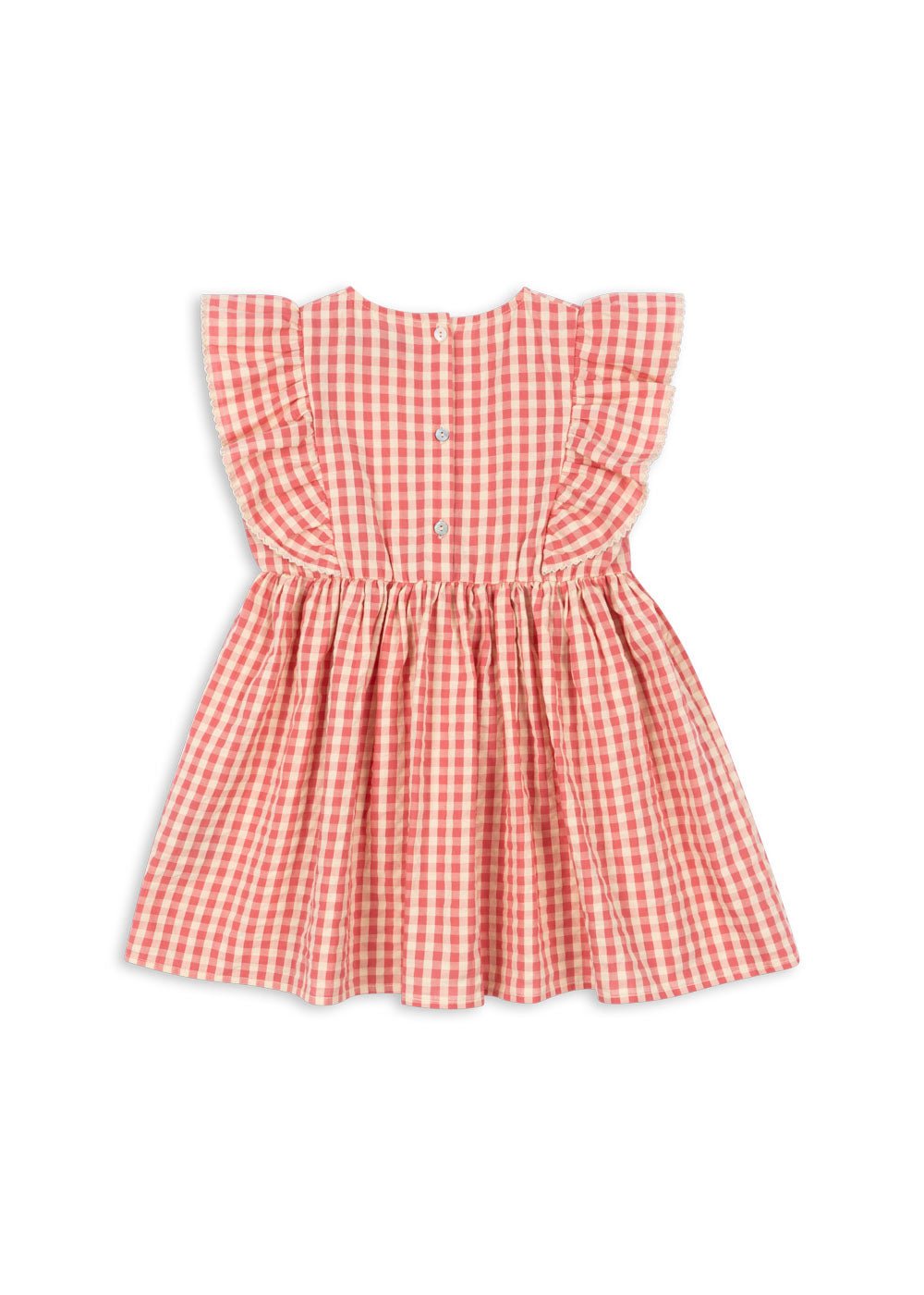 Konges Sløjd KIM FRILL DRESS GOTS - flamingo plume check Konges Sløjd