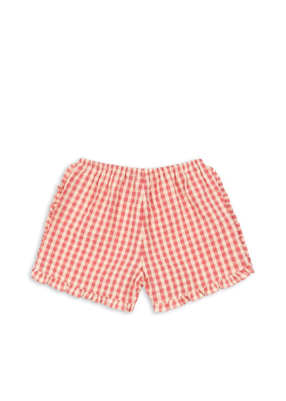 Konges Sløjd KIM FRILL SHORTS GOTS - flamingo plume check Konges Sløjd