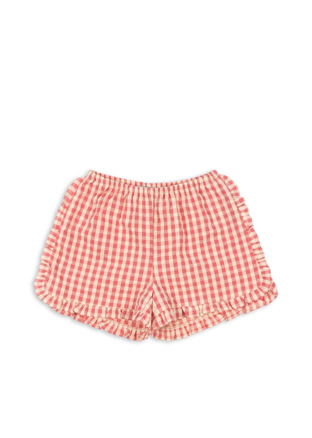 Konges Sløjd KIM FRILL SHORTS GOTS - flamingo plume check Konges Sløjd