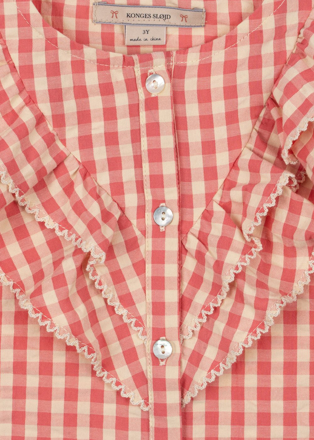 Konges Sløjd KIM FRILL SS SHIRT GOTS - flamingo plume check Konges Sløjd