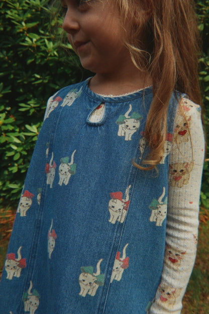 Konges Sløjd MAGOT DRESS - bow kitty denim Konges Sløjd Limited Collection