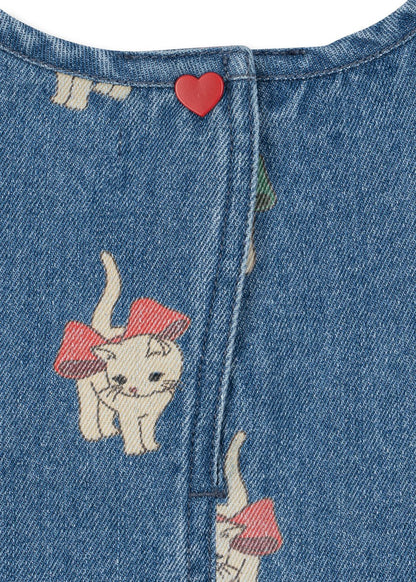 Konges Sløjd MAGOT DRESS - bow kitty denim Konges Sløjd Limited Collection