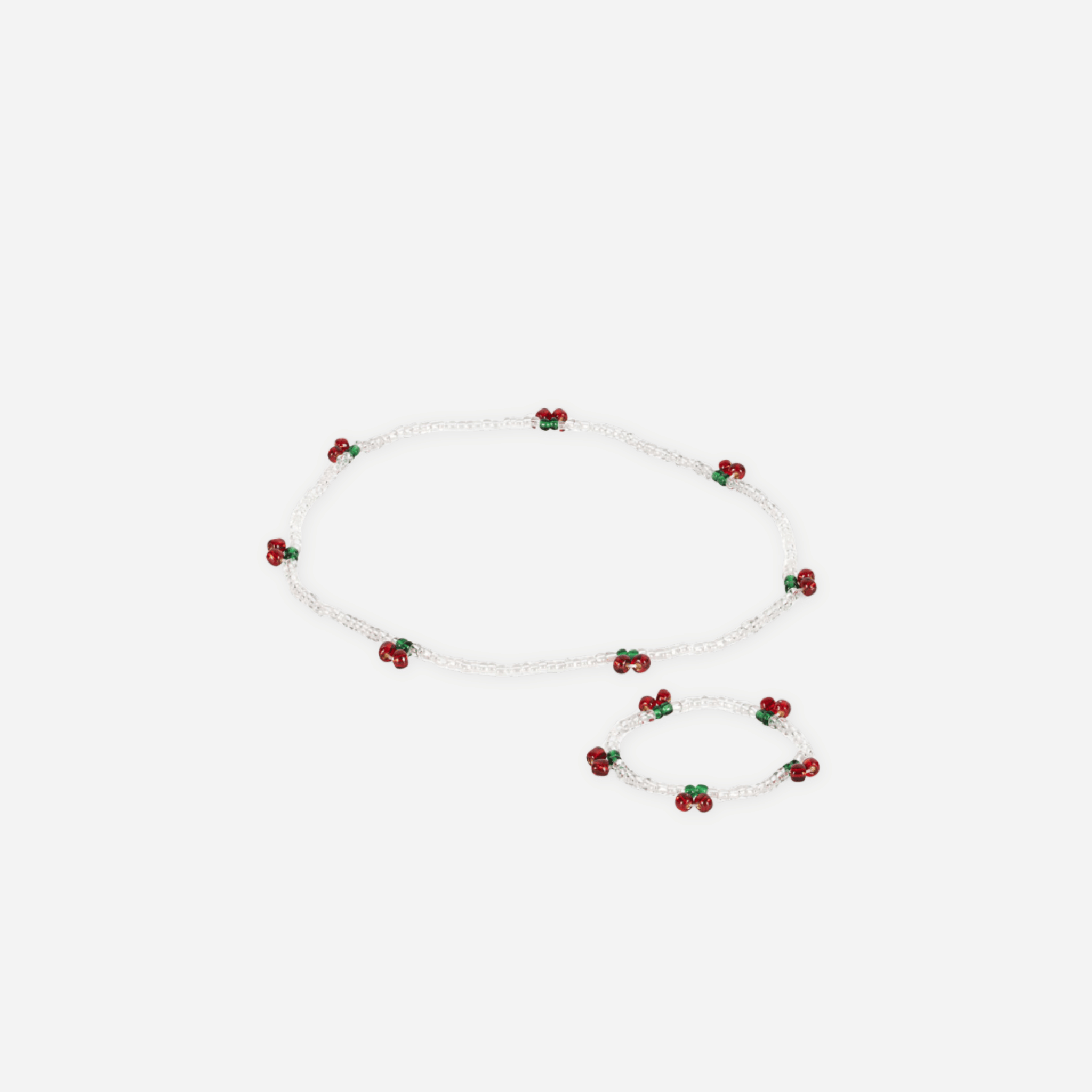 Konges Sløjd Pearly Cherry Necklace and Bracelet Set - Red/Glitter Konges Sløjd