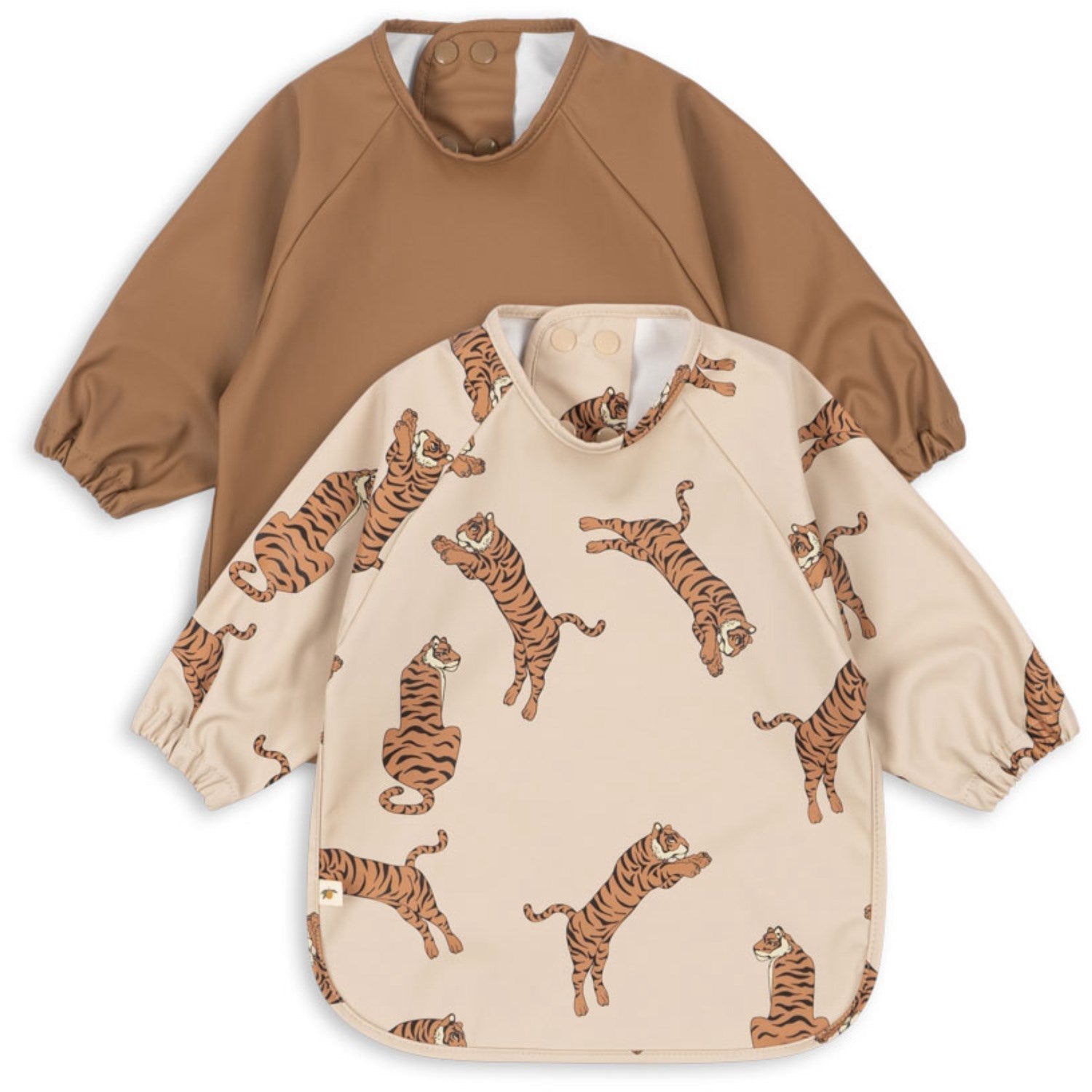 Konges Sløjd Tiger/Toasted Coconut 2 Pack Dinner Bib With Sleeves Konges Sløjd