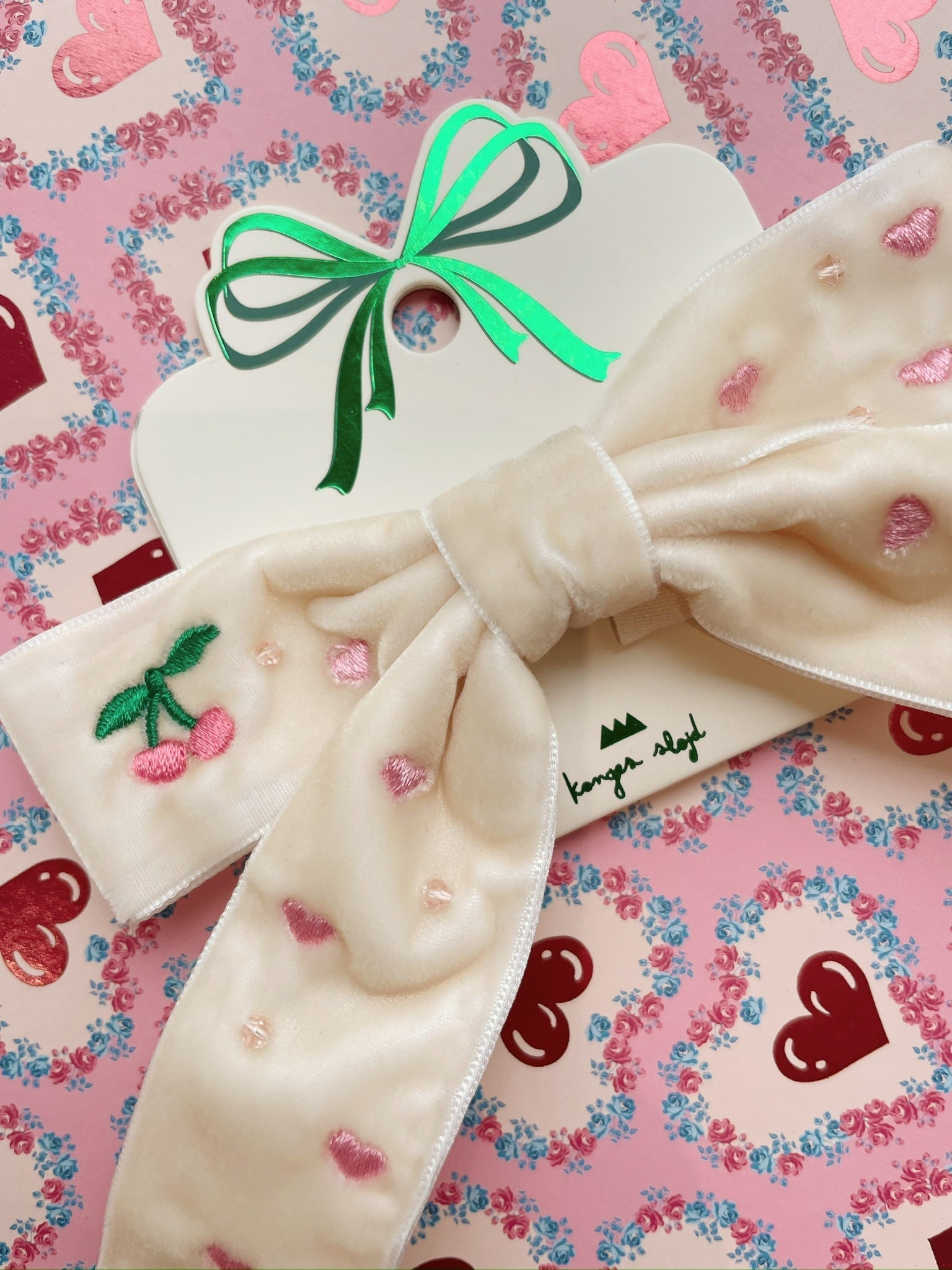 Konges Sløjd VELVET BOW PEARLY HAIR CLIP - pearled ivory Konges Sløjd