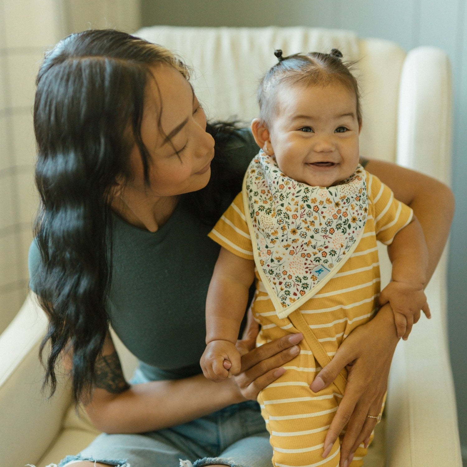 Little Unicorn Cotton Muslin + Fleece Bandana Bib 4 Pack - Pressed Petals Little Unicorn