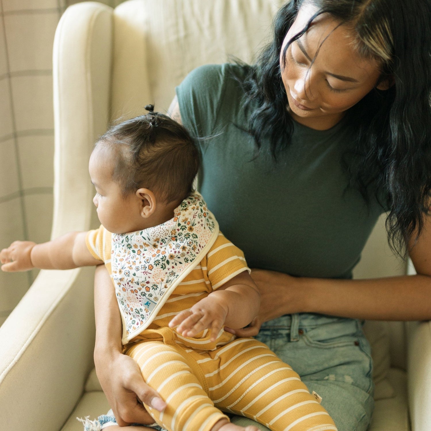 Little Unicorn Cotton Muslin + Fleece Bandana Bib 4 Pack - Pressed Petals Little Unicorn