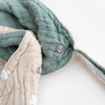 Little Unicorn Cotton Muslin Reversible Bandana Bib | Taupe Cross Little Unicorn