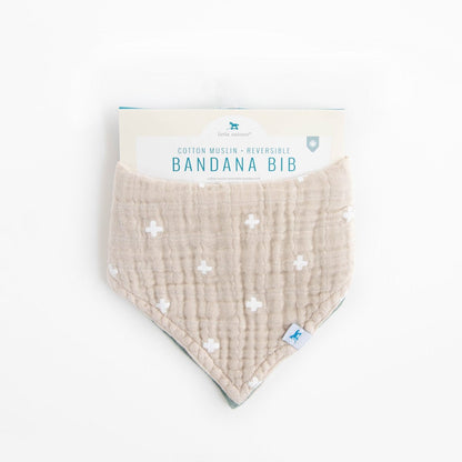 Little Unicorn Cotton Muslin Reversible Bandana Bib | Taupe Cross Little Unicorn