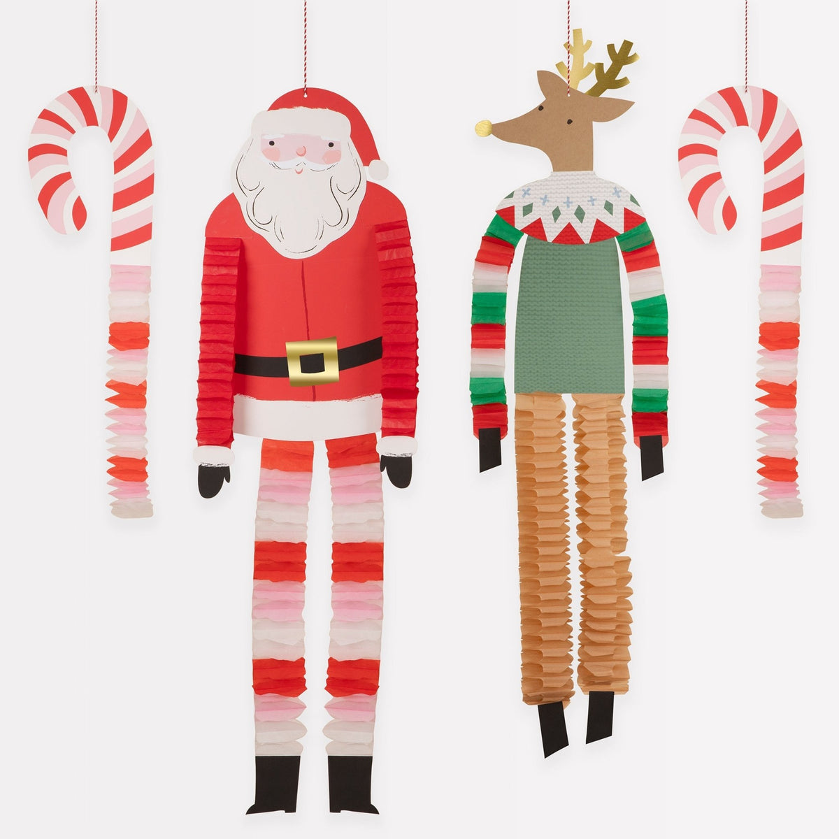 Long Legged Santa &amp; Reindeer Decorations (x 4) Meri Meri - enjoykidsus