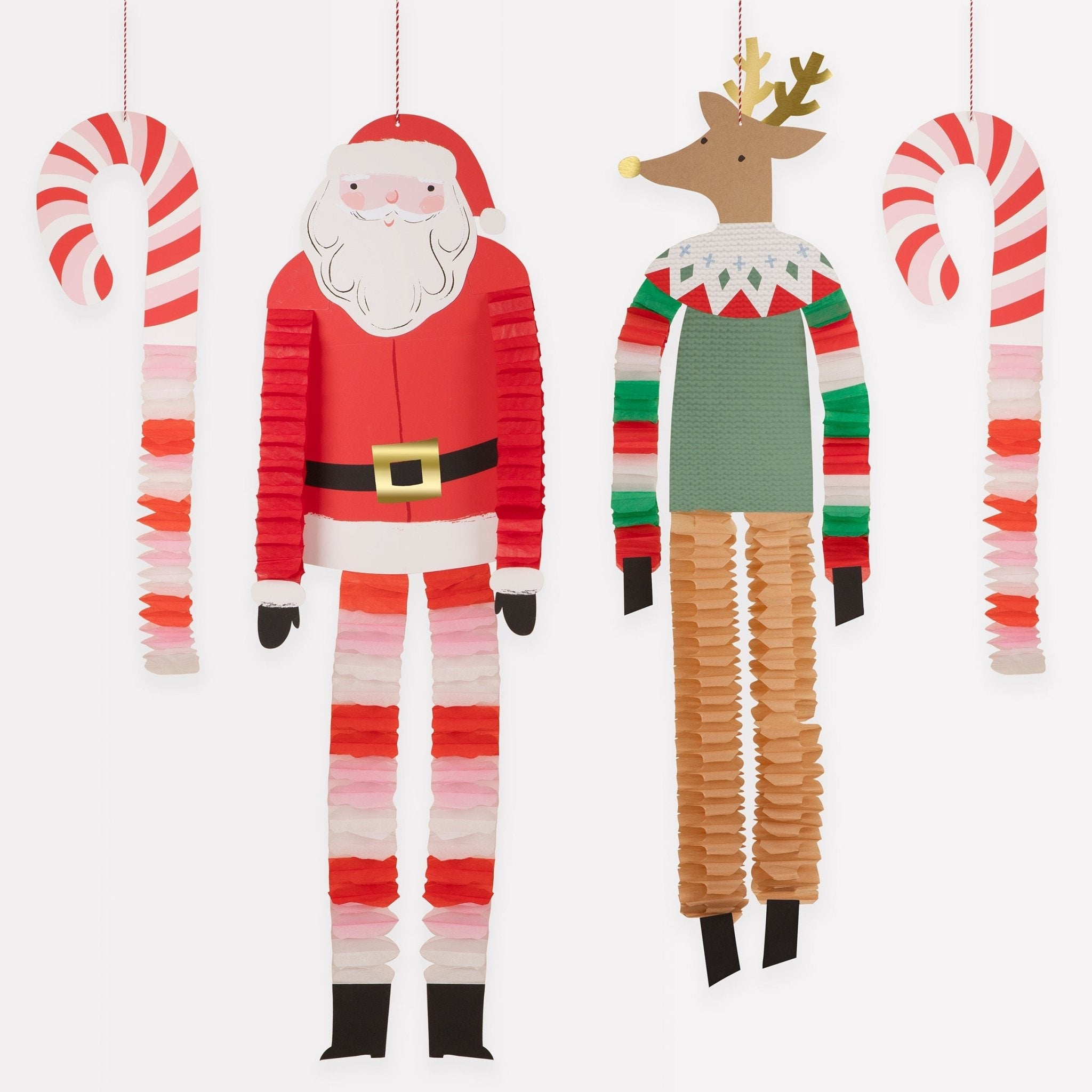 Long Legged Santa &amp; Reindeer Decorations (x 4) Meri Meri - enjoykidsus