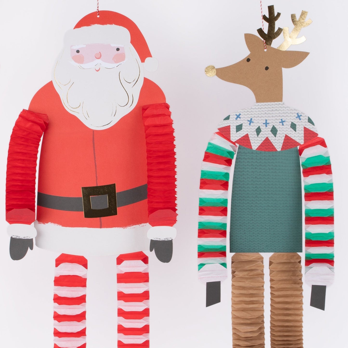 Long Legged Santa & Reindeer Decorations (x 4) Meri Meri - enjoykidsus