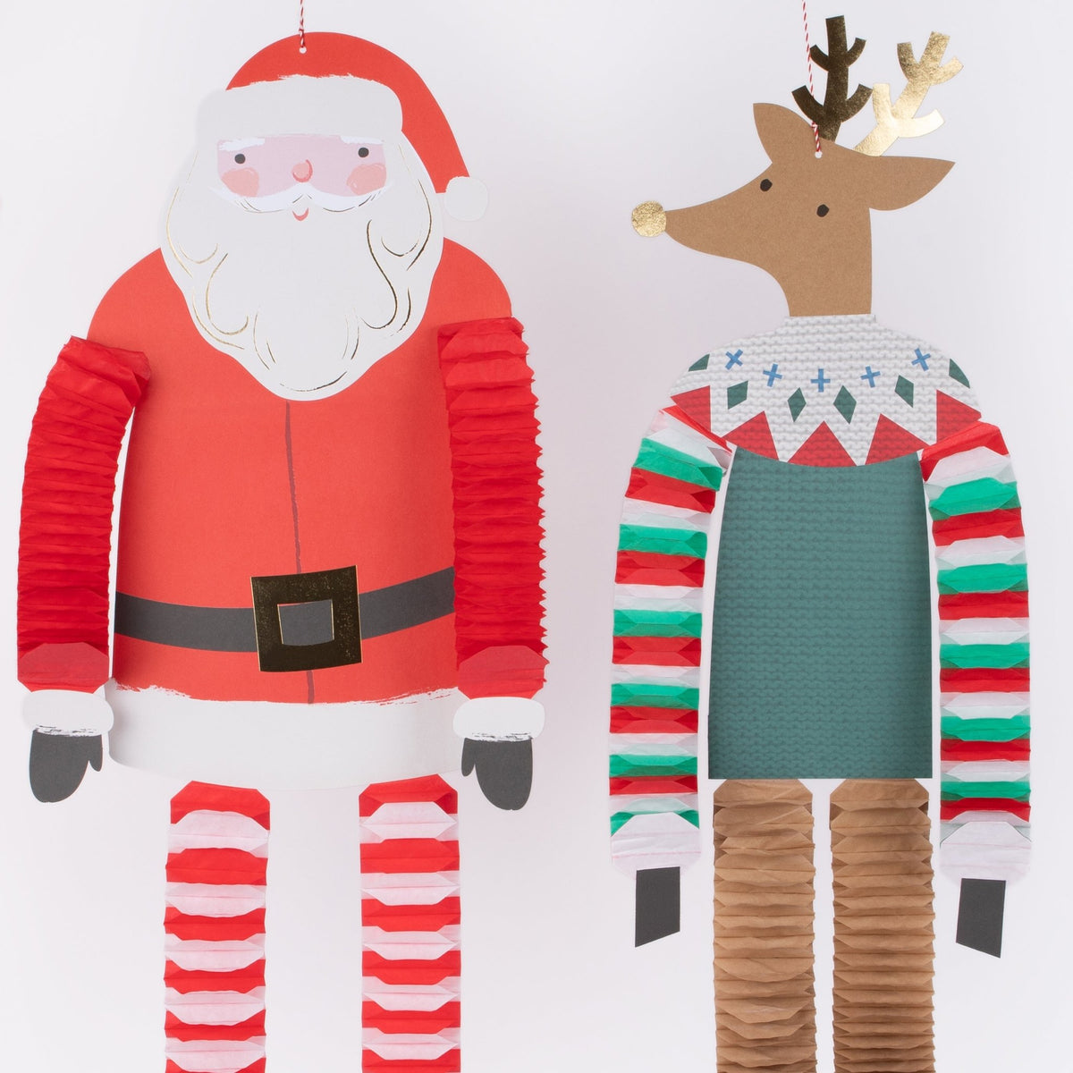 Long Legged Santa &amp; Reindeer Decorations (x 4) Meri Meri