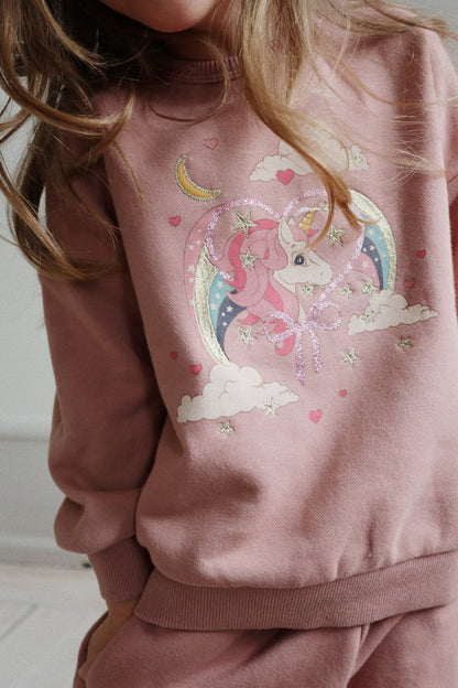 LOU GLITTER SWEAT SHIRT OCS - MAHOGANY ROSE Konges Sløjd - enjoykidsus