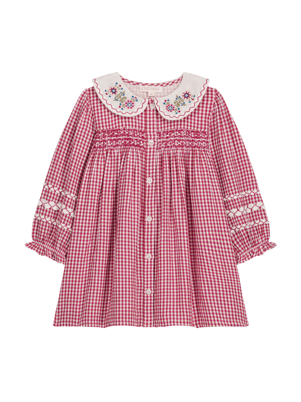Louise Misha Delina Smocked Dress-Raspberry Checks Louise Misha