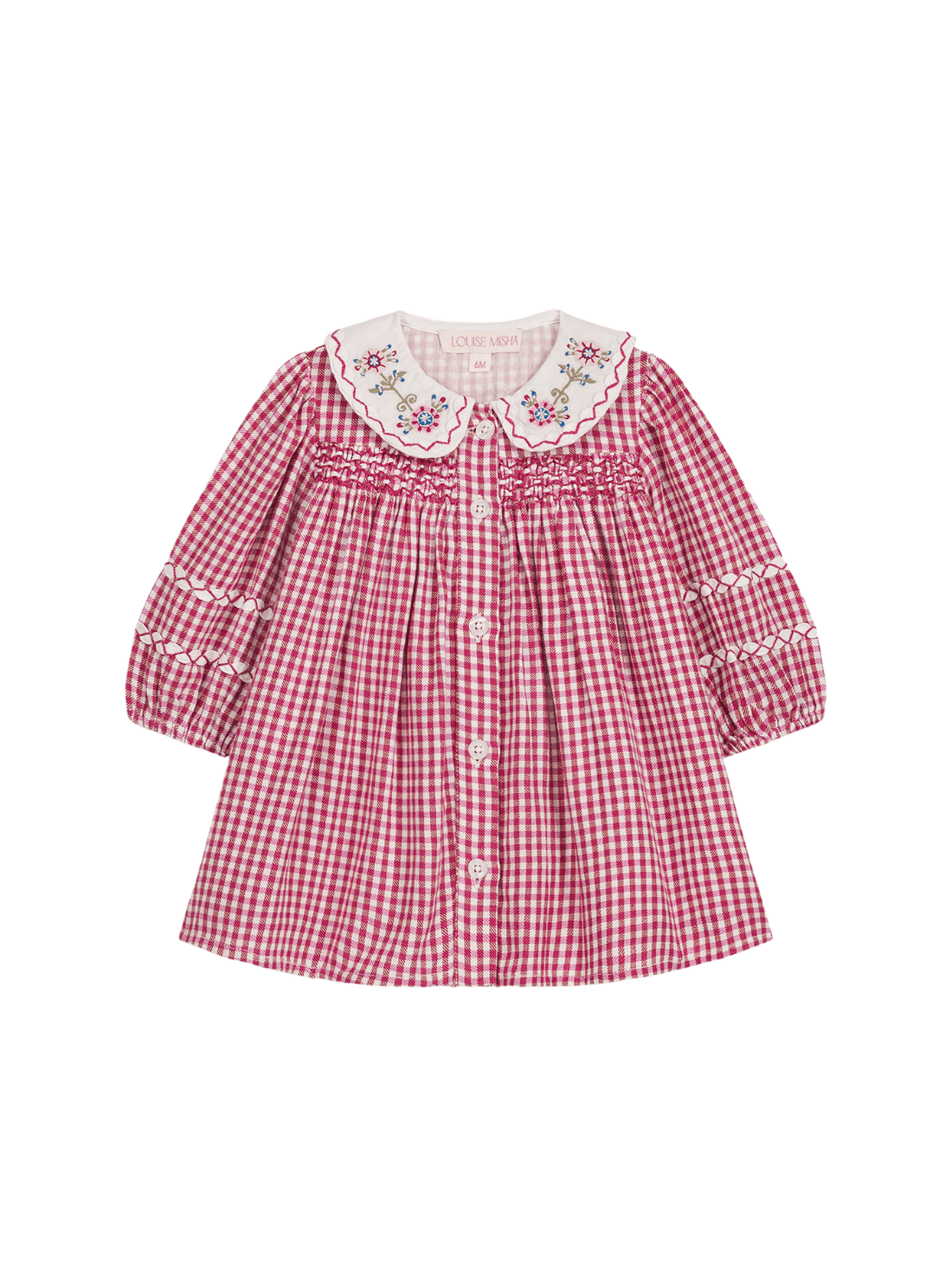 Louise Misha Delina Smocked Dress-Raspberry Checks Louise Misha
