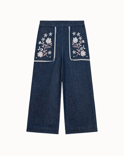 Louise Misha Flofi Embroidered Denim Pants – Indigo Louise Misha
