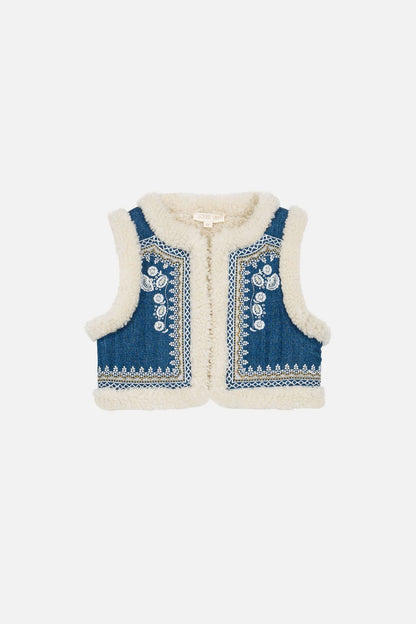 Louise Misha Reversible Vest Librana - Stone Blue Cream Louise Misha