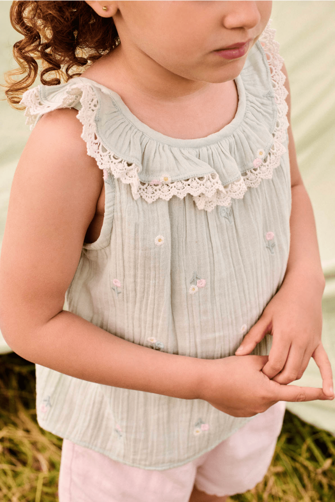 Louise Misha Zelina Blouse in Almond Floral Louise Misha