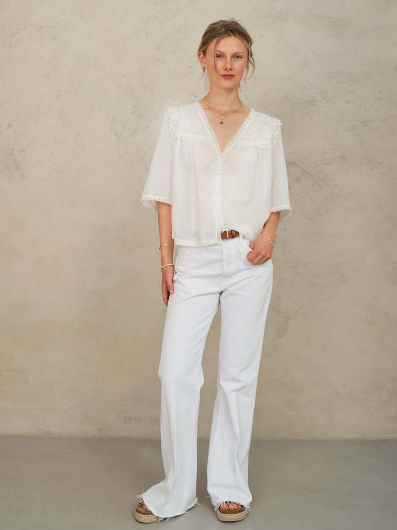 M.A.B.E Brea Frill Top – White M.A.B.E Apparel