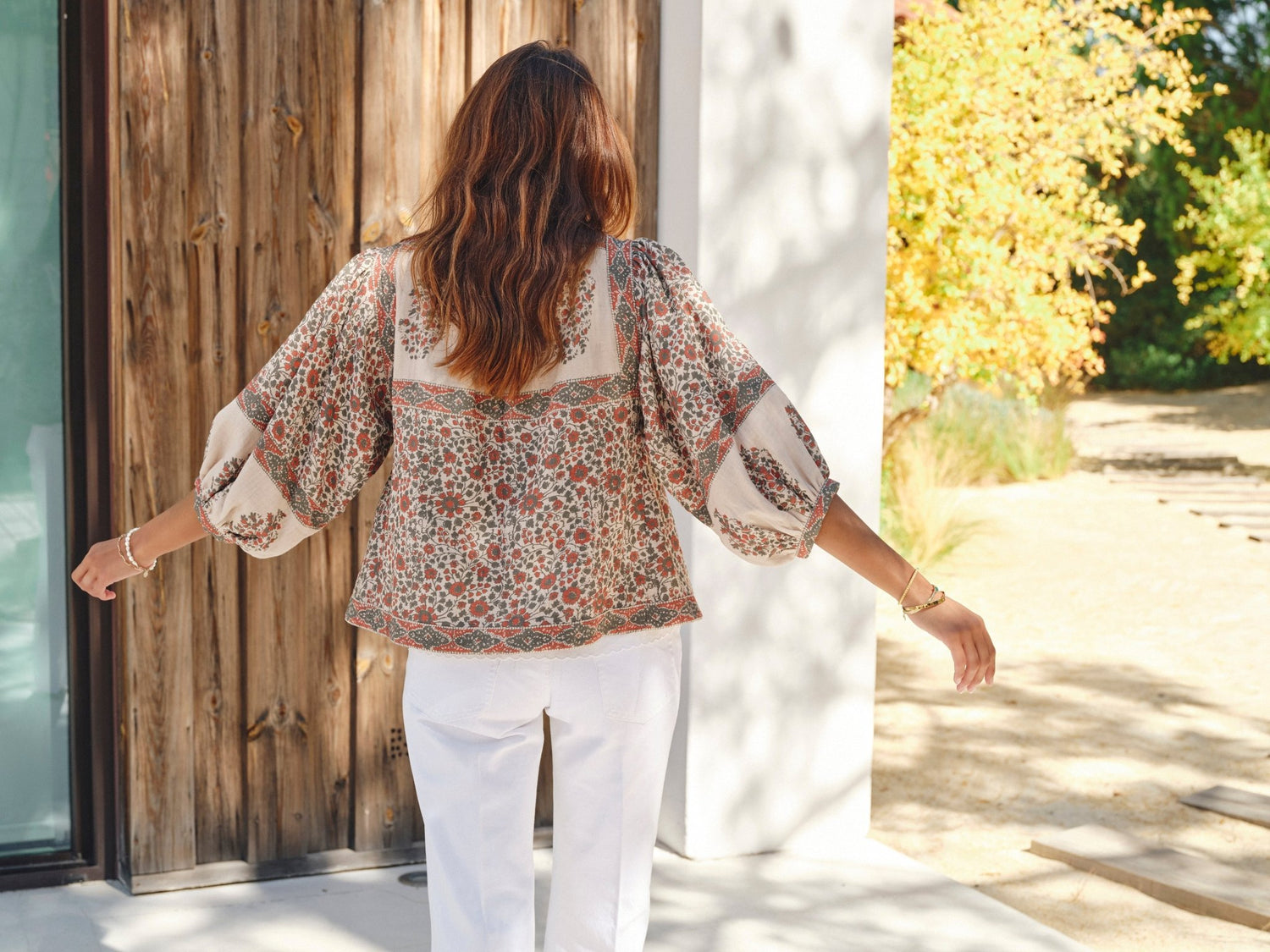 M.A.B.E Della Jacket – Rust/Khaki | Floral Cotton Quilted Jacket M.A.B.E Apparel