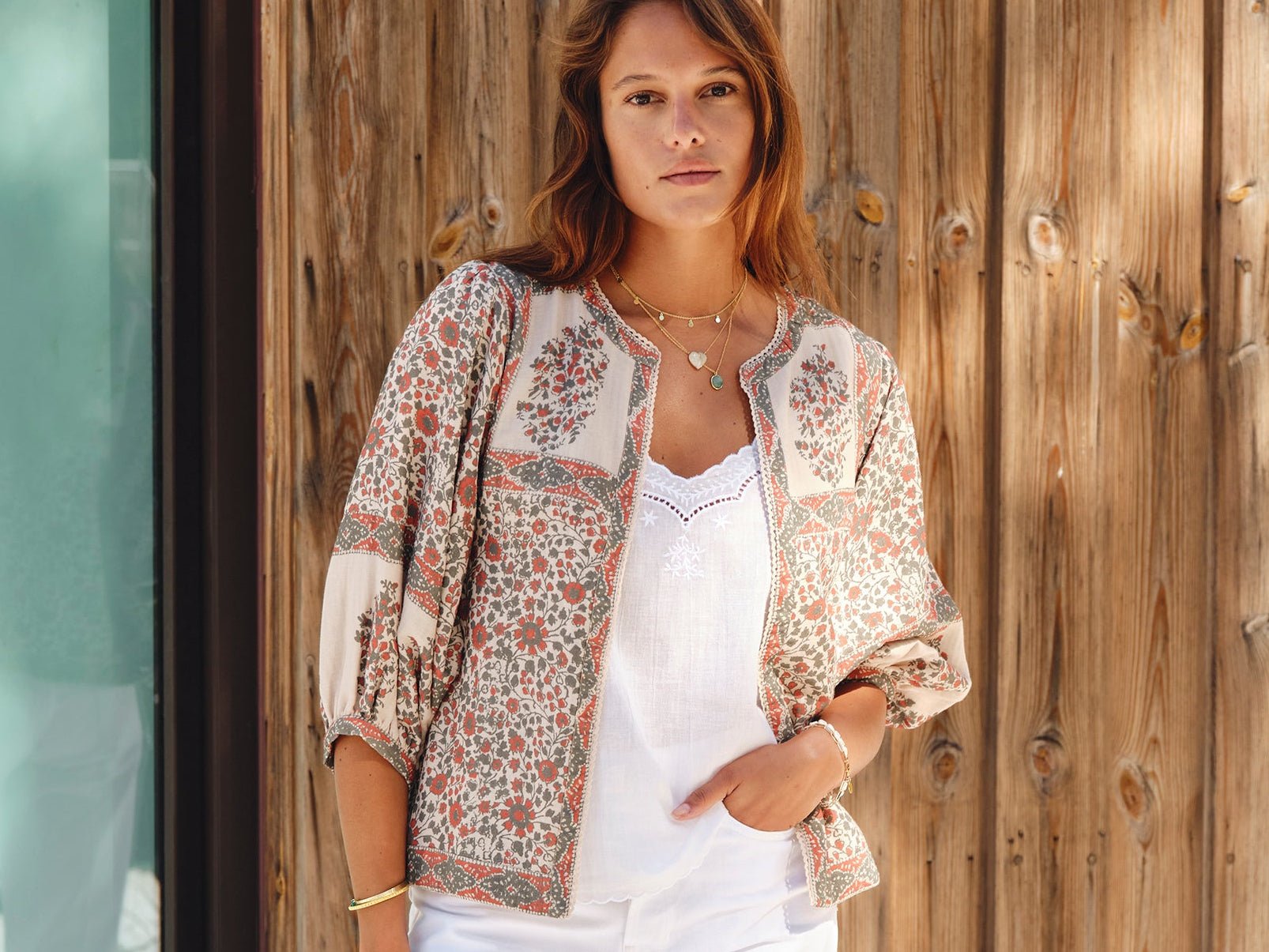 M.A.B.E Della Jacket – Rust/Khaki | Floral Cotton Quilted Jacket M.A.B.E Apparel