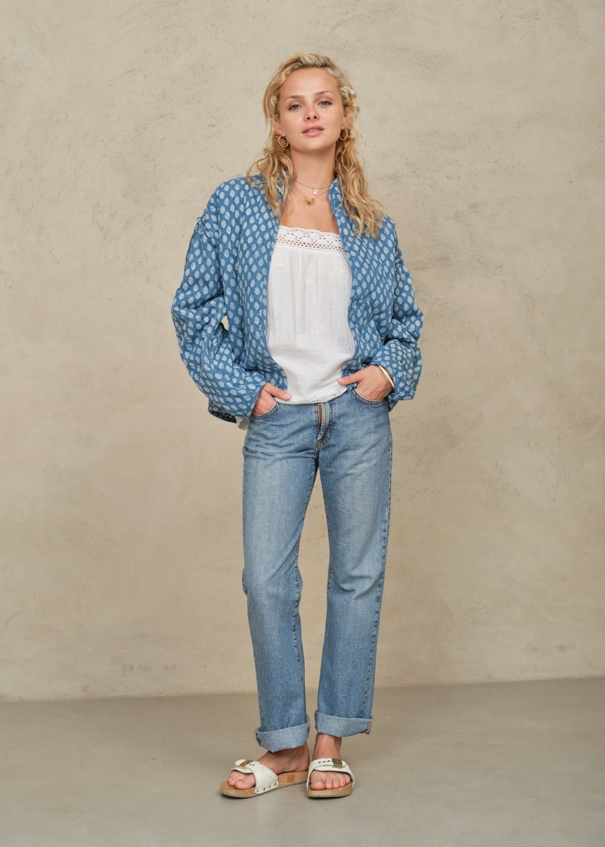 M.A.B.E Jenna Quilted Jacket - Blue M.A.B.E Apparel