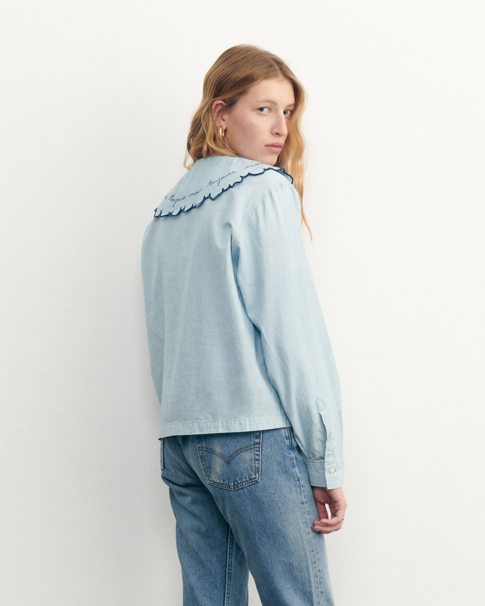 Maison Labiche &quot;Amour Toujours&quot; sourdière shirt DENIM BLEACHED Maison Labiche