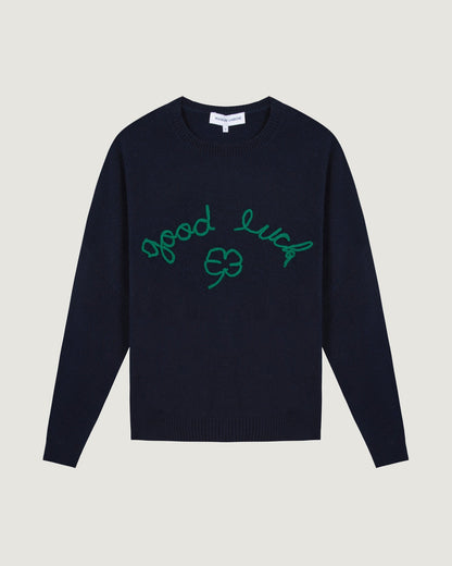 Maison Labiche &quot;Good Luck&quot; buzelin cashmere sweater - MIDNIGHT BLUE Maison Labiche
