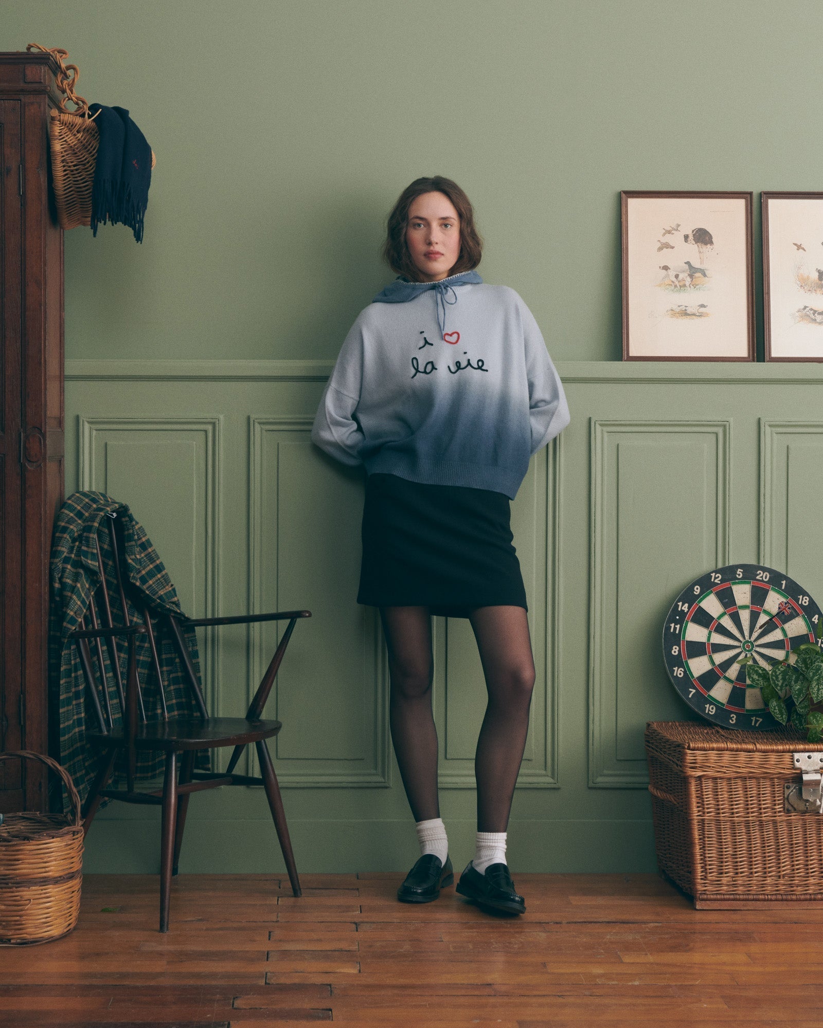 Maison Labiche &quot;I Love La Vie&quot; buzelin cashmere sweater - SKY BLUE DIP DYE Maison Labiche