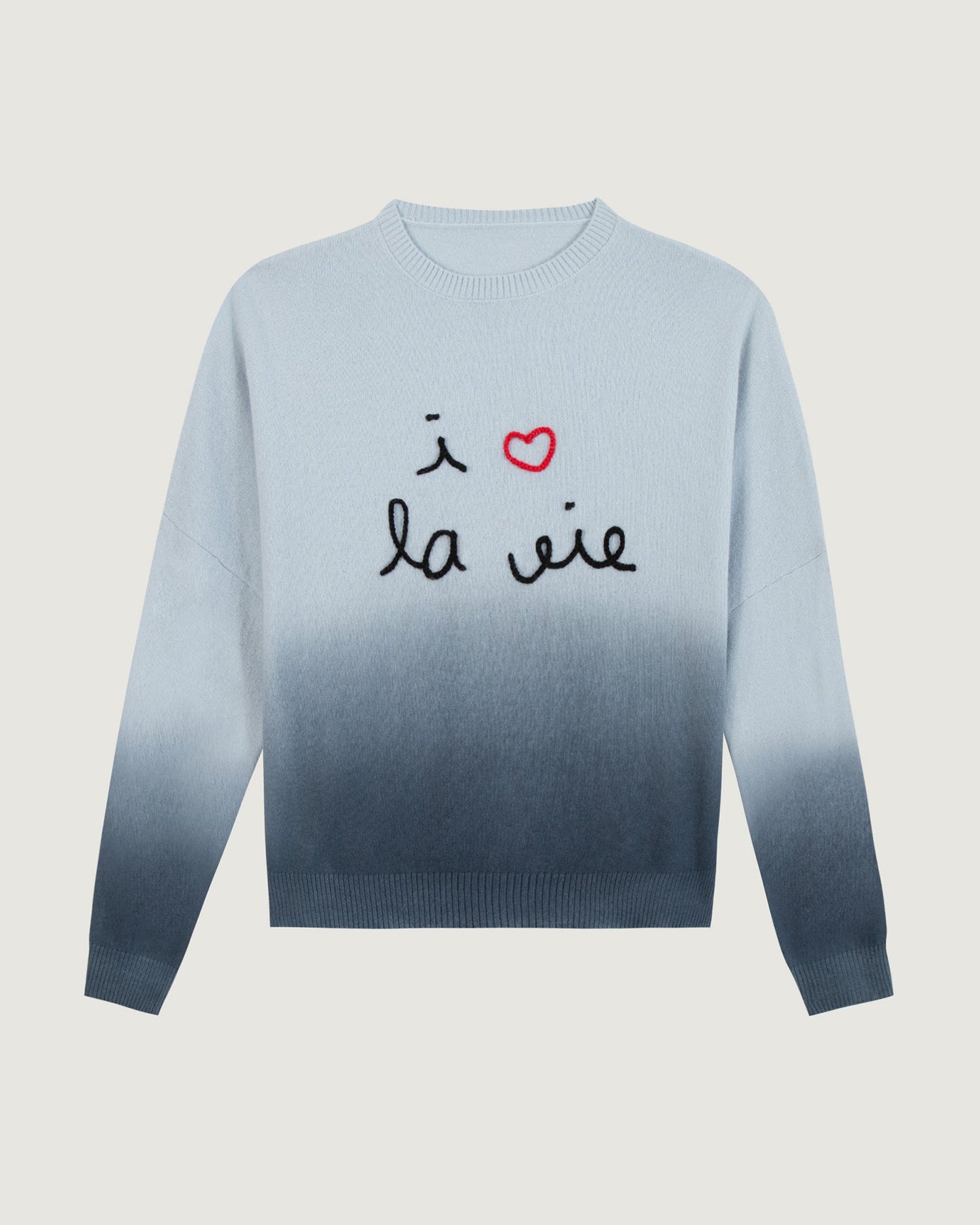 Maison Labiche &quot;I Love La Vie&quot; buzelin cashmere sweater - SKY BLUE DIP DYE Maison Labiche