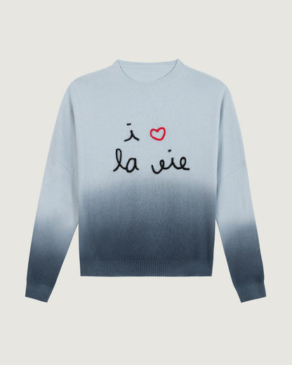 Maison Labiche &quot;I Love La Vie&quot; buzelin cashmere sweater - SKY BLUE DIP DYE Maison Labiche