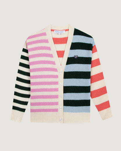 Maison Labiche &quot;Patch Coeur&quot; Glizières lambswool and cashmere - IVORY STRIPES CB Maison Labiche