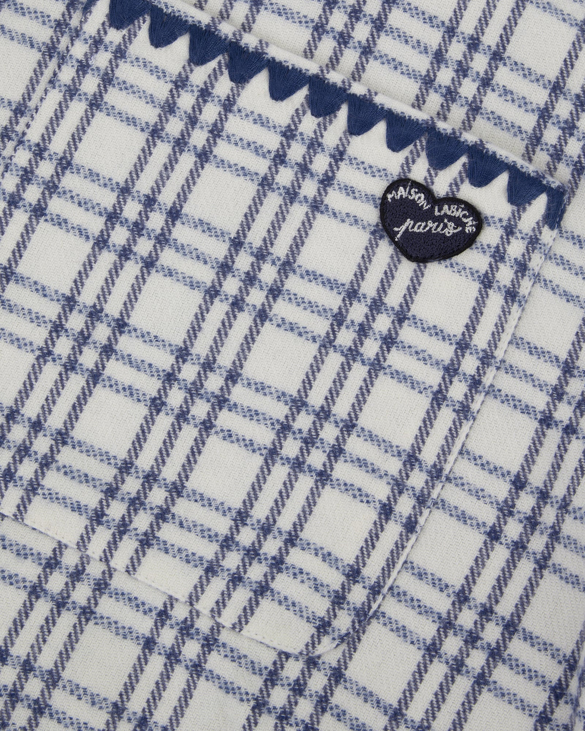 Maison Labiche "Patch Coeur" minjoz flannel shirt BLUE CHECK MOULINE Maison Labiche